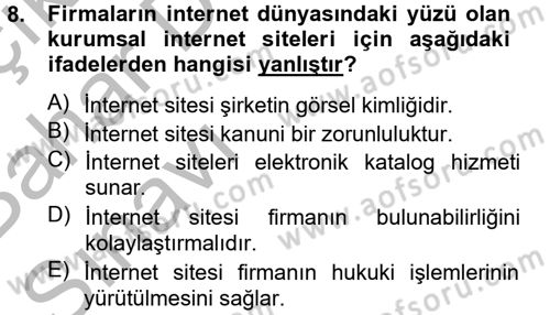 Dış Ticarette Bilgisayar Uygulamaları Dersi 2014 - 2015 Yılı (Vize) Ara Sınavı 8. Soru