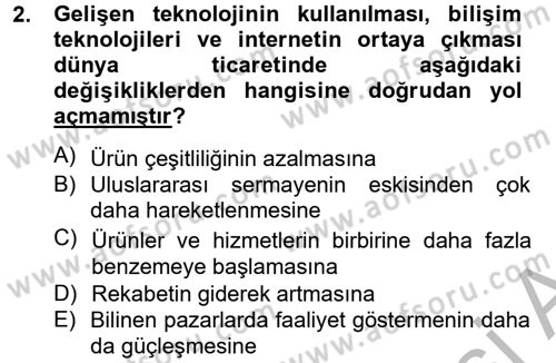 Dış Ticarette Bilgisayar Uygulamaları Dersi 2014 - 2015 Yılı (Final) Dönem Sonu Sınav Soruları 2. Soru