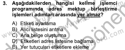 Dış Ticarette Bilgisayar Uygulamaları Dersi 2014 - 2015 Yılı (Final) Dönem Sonu Sınav Soruları 3. Soru