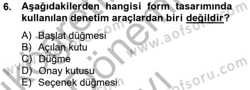 Dış Ticarette Bilgisayar Uygulamaları Dersi 2014 - 2015 Yılı (Final) Dönem Sonu Sınav Soruları 6. Soru