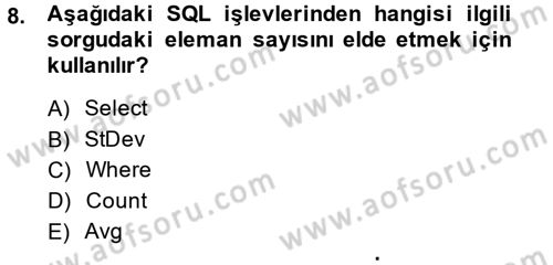 Dış Ticarette Bilgisayar Uygulamaları Dersi 2014 - 2015 Yılı (Final) Dönem Sonu Sınav Soruları 8. Soru