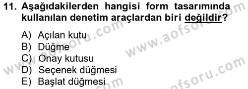 Dış Ticarette Bilgisayar Uygulamaları Dersi 2014 - 2015 Yılı Tek Ders Sınavı 11. Soru