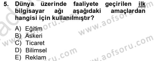 Dış Ticarette Bilgisayar Uygulamaları Dersi 2014 - 2015 Yılı Tek Ders Sınavı 5. Soru