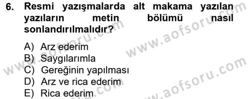 Dış Ticarette Bilgisayar Uygulamaları Dersi 2014 - 2015 Yılı Tek Ders Sınavı 6. Soru