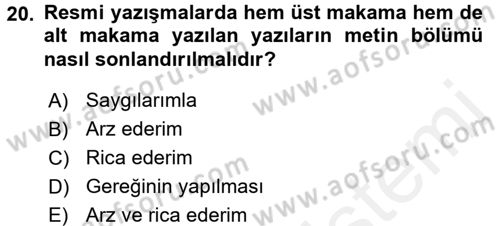 Dış Ticarette Bilgisayar Uygulamaları Dersi 2015 - 2016 Yılı (Vize) Ara Sınav Soruları 20. Soru