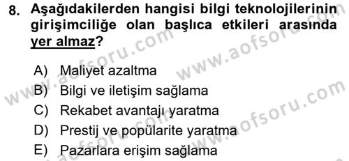 Dış Ticarette Bilgisayar Uygulamaları Dersi 2015 - 2016 Yılı (Vize) Ara Sınav Soruları 8. Soru