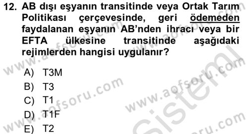 Dış Ticarette Bilgisayar Uygulamaları Dersi 2015 - 2016 Yılı (Final) Dönem Sonu Sınav Soruları 12. Soru