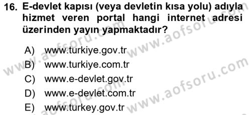 Dış Ticarette Bilgisayar Uygulamaları Dersi 2015 - 2016 Yılı (Final) Dönem Sonu Sınav Soruları 16. Soru