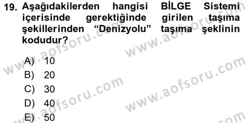 Dış Ticarette Bilgisayar Uygulamaları Dersi 2015 - 2016 Yılı (Final) Dönem Sonu Sınav Soruları 19. Soru