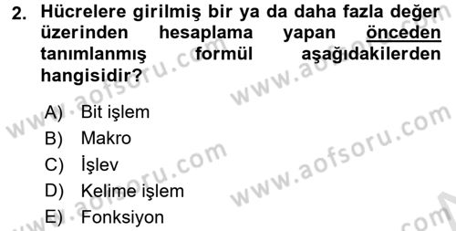 Dış Ticarette Bilgisayar Uygulamaları Dersi 2015 - 2016 Yılı (Final) Dönem Sonu Sınav Soruları 2. Soru