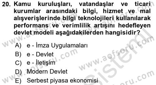 Dış Ticarette Bilgisayar Uygulamaları Dersi 2015 - 2016 Yılı (Final) Dönem Sonu Sınav Soruları 20. Soru