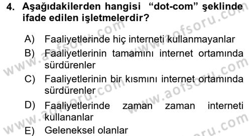 Dış Ticarette Bilgisayar Uygulamaları Dersi 2015 - 2016 Yılı (Final) Dönem Sonu Sınav Soruları 4. Soru