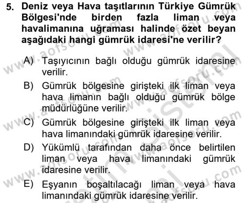 Dış Ticarette Bilgisayar Uygulamaları Dersi 2015 - 2016 Yılı (Final) Dönem Sonu Sınav Soruları 5. Soru
