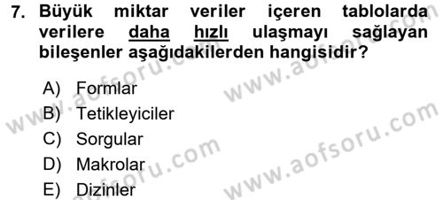 Dış Ticarette Bilgisayar Uygulamaları Dersi 2015 - 2016 Yılı (Final) Dönem Sonu Sınav Soruları 7. Soru