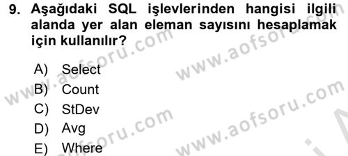 Dış Ticarette Bilgisayar Uygulamaları Dersi 2015 - 2016 Yılı (Final) Dönem Sonu Sınav Soruları 9. Soru
