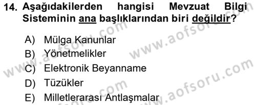 Dış Ticarette Bilgisayar Uygulamaları Dersi 2015 - 2016 Yılı Tek Ders Sınav Soruları 14. Soru