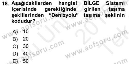 Dış Ticarette Bilgisayar Uygulamaları Dersi 2015 - 2016 Yılı Tek Ders Sınav Soruları 18. Soru