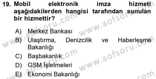 Dış Ticarette Bilgisayar Uygulamaları Dersi 2015 - 2016 Yılı Tek Ders Sınav Soruları 19. Soru