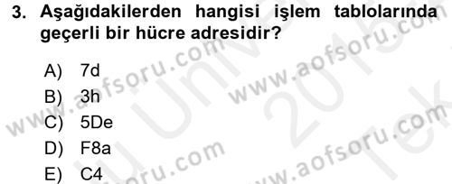 Dış Ticarette Bilgisayar Uygulamaları Dersi 2015 - 2016 Yılı Tek Ders Sınav Soruları 3. Soru