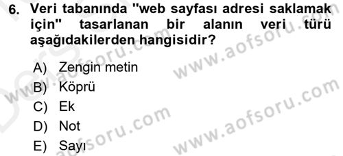 Dış Ticarette Bilgisayar Uygulamaları Dersi 2015 - 2016 Yılı Tek Ders Sınav Soruları 6. Soru