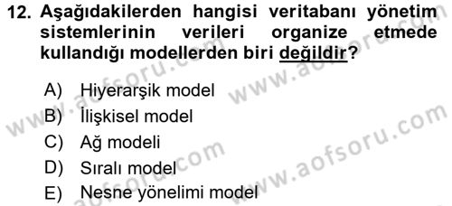 Dış Ticarette Bilgisayar Uygulamaları Dersi 2016 - 2017 Yılı 3 Ders Sınav Soruları 12. Soru