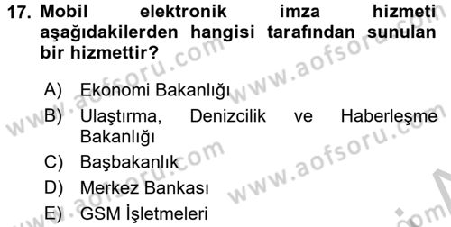 Dış Ticarette Bilgisayar Uygulamaları Dersi 2016 - 2017 Yılı 3 Ders Sınav Soruları 17. Soru