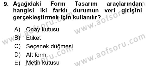 Dış Ticarette Bilgisayar Uygulamaları Dersi 2016 - 2017 Yılı 3 Ders Sınav Soruları 9. Soru