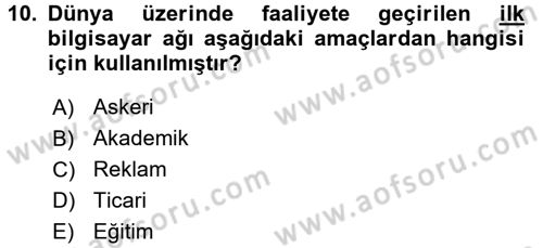 Dış Ticarette Bilgisayar Uygulamaları Dersi 2016 - 2017 Yılı (Vize) Ara Sınav Soruları 10. Soru