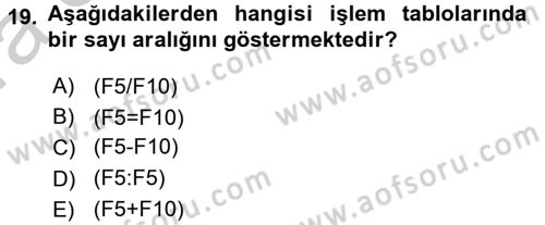 Dış Ticarette Bilgisayar Uygulamaları Dersi 2016 - 2017 Yılı (Vize) Ara Sınav Soruları 19. Soru