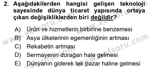 Dış Ticarette Bilgisayar Uygulamaları Dersi 2016 - 2017 Yılı (Vize) Ara Sınav Soruları 2. Soru