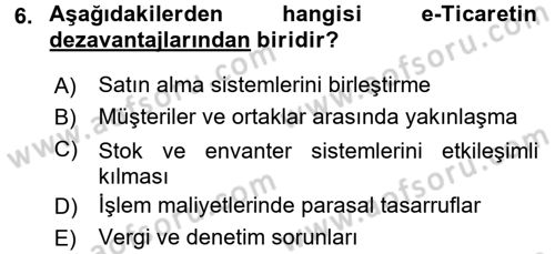 Dış Ticarette Bilgisayar Uygulamaları Dersi 2016 - 2017 Yılı (Vize) Ara Sınav Soruları 6. Soru