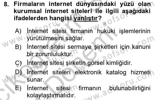Dış Ticarette Bilgisayar Uygulamaları Dersi 2016 - 2017 Yılı (Vize) Ara Sınav Soruları 8. Soru