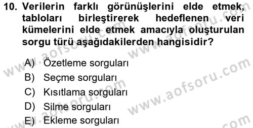 Dış Ticarette Bilgisayar Uygulamaları Dersi 2016 - 2017 Yılı (Final) Dönem Sonu Sınav Soruları 10. Soru
