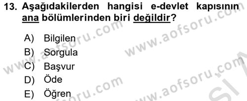 Dış Ticarette Bilgisayar Uygulamaları Dersi 2016 - 2017 Yılı (Final) Dönem Sonu Sınav Soruları 13. Soru