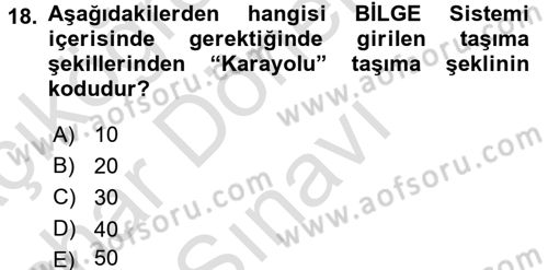 Dış Ticarette Bilgisayar Uygulamaları Dersi 2016 - 2017 Yılı (Final) Dönem Sonu Sınav Soruları 18. Soru