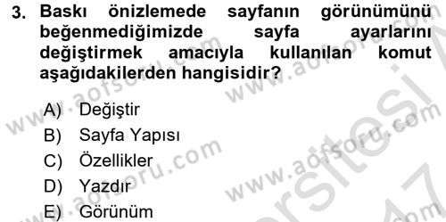 Dış Ticarette Bilgisayar Uygulamaları Dersi 2016 - 2017 Yılı (Final) Dönem Sonu Sınav Soruları 3. Soru