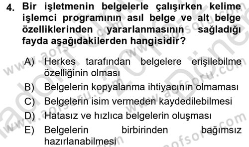 Dış Ticarette Bilgisayar Uygulamaları Dersi 2016 - 2017 Yılı (Final) Dönem Sonu Sınav Soruları 4. Soru