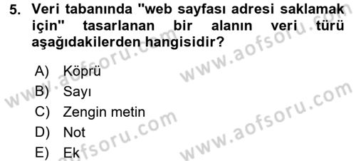 Dış Ticarette Bilgisayar Uygulamaları Dersi 2016 - 2017 Yılı (Final) Dönem Sonu Sınav Soruları 5. Soru