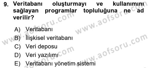 Dış Ticarette Bilgisayar Uygulamaları Dersi 2016 - 2017 Yılı (Final) Dönem Sonu Sınav Soruları 9. Soru