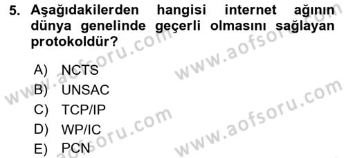 Dış Ticarette Bilgisayar Uygulamaları Dersi 2017 - 2018 Yılı (Vize) Ara Sınav Soruları 5. Soru