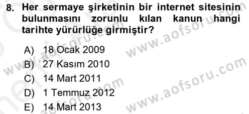 Dış Ticarette Bilgisayar Uygulamaları Dersi 2017 - 2018 Yılı (Vize) Ara Sınav Soruları 8. Soru