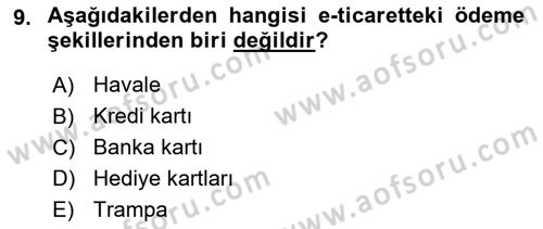 Dış Ticarette Bilgisayar Uygulamaları Dersi 2017 - 2018 Yılı (Vize) Ara Sınav Soruları 9. Soru