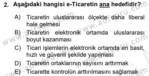 Dış Ticarette Bilgisayar Uygulamaları Dersi 2018 - 2019 Yılı (Vize) Ara Sınav Soruları 2. Soru