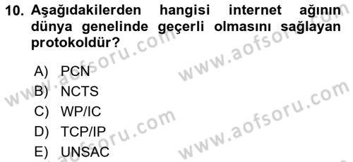 Dış Ticarette Bilgisayar Uygulamaları Dersi 2021 - 2022 Yılı (Vize) Ara Sınavı 10. Soru