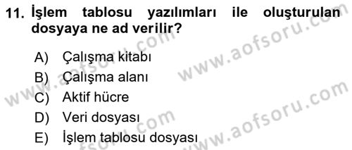 Dış Ticarette Bilgisayar Uygulamaları Dersi 2021 - 2022 Yılı (Vize) Ara Sınavı 11. Soru