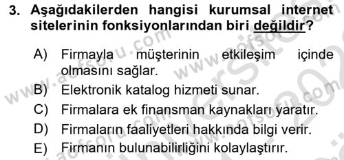 Dış Ticarette Bilgisayar Uygulamaları Dersi 2021 - 2022 Yılı (Vize) Ara Sınavı 3. Soru