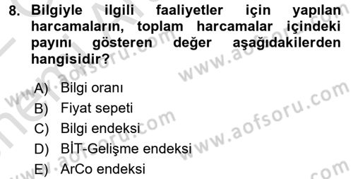 Dış Ticarette Bilgisayar Uygulamaları Dersi 2021 - 2022 Yılı (Vize) Ara Sınavı 8. Soru