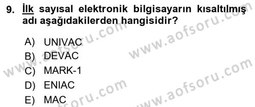 Dış Ticarette Bilgisayar Uygulamaları Dersi 2021 - 2022 Yılı (Vize) Ara Sınavı 9. Soru