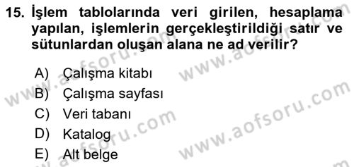 Dış Ticarette Bilgisayar Uygulamaları Dersi 2023 - 2024 Yılı (Vize) Ara Sınav Soruları 15. Soru