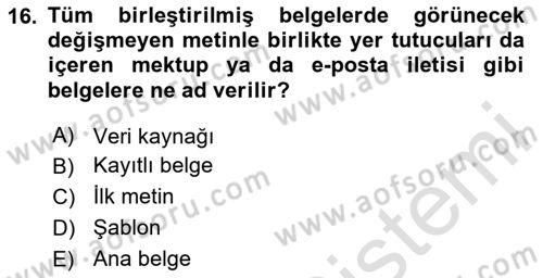 Dış Ticarette Bilgisayar Uygulamaları Dersi 2023 - 2024 Yılı (Vize) Ara Sınav Soruları 16. Soru